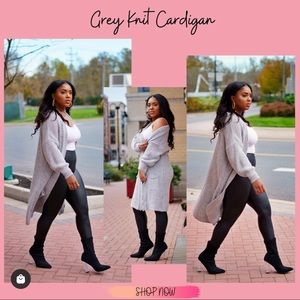 Grey Knit Open Cardigan